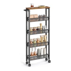 VASAGLE Slim Rolling Cart, 5-Tier Storage Cart